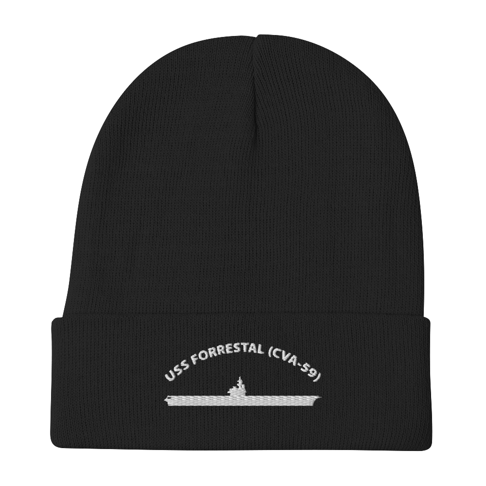 USS Forrestal (CVA-59) Embroidered Beanie – black