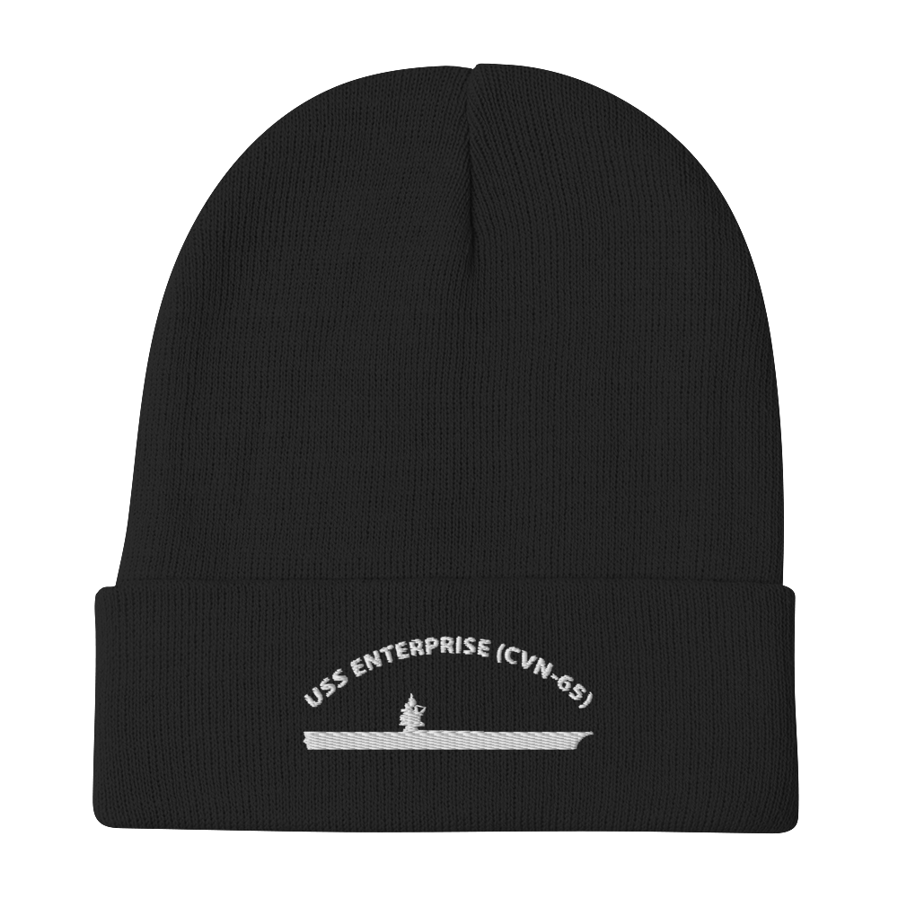 USS Enterprise (CVN-65) Embroidered Beanie – black