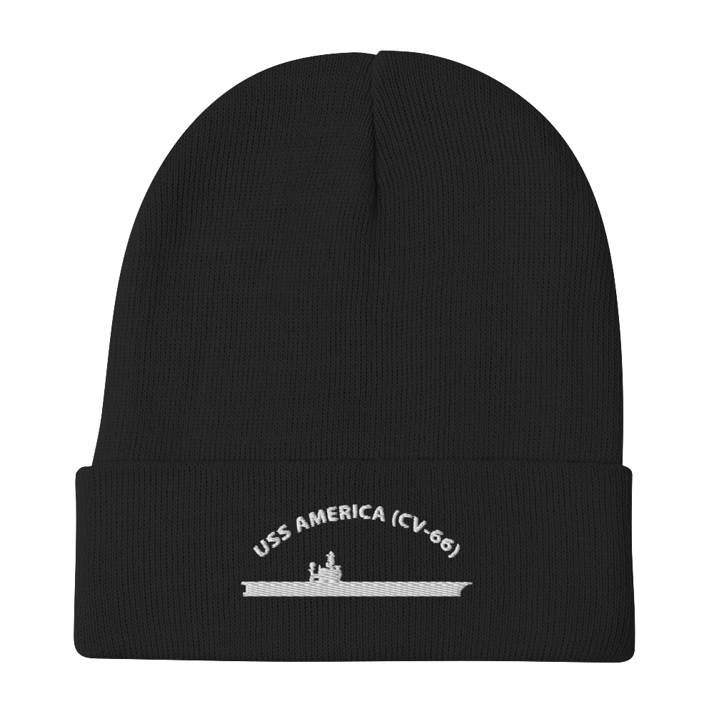USS America (CV-66) Embroidered Beanie – black