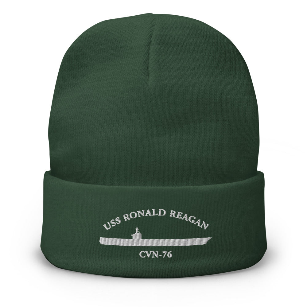 USS Ronald Reagan (CVN-76) Embroidered Beanie – green