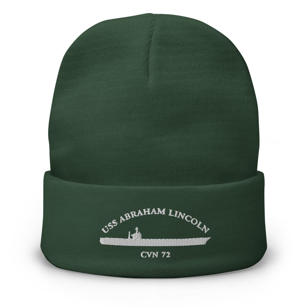 USS Abraham Lincoln (CVN-72) Embroidered Beanie – green