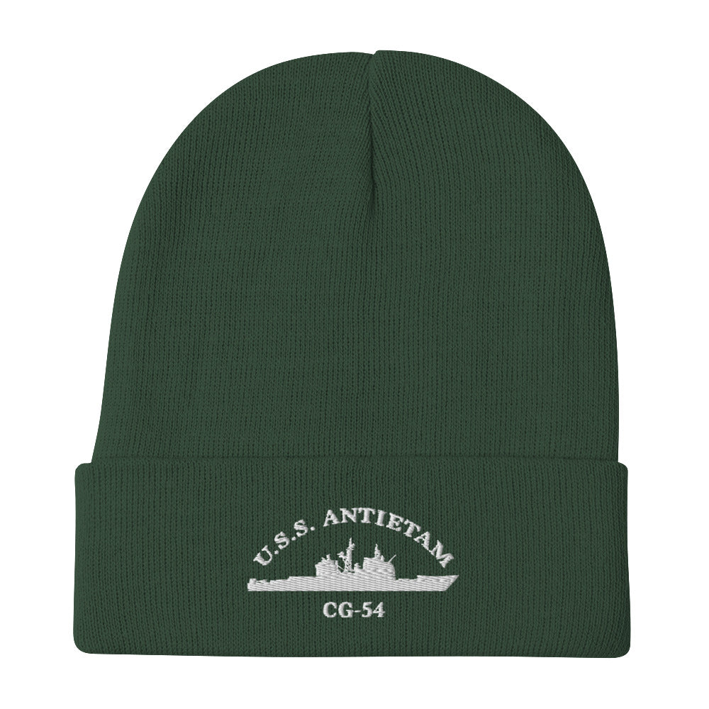 USS Antietam (CG-54) Embroidered Beanie – green