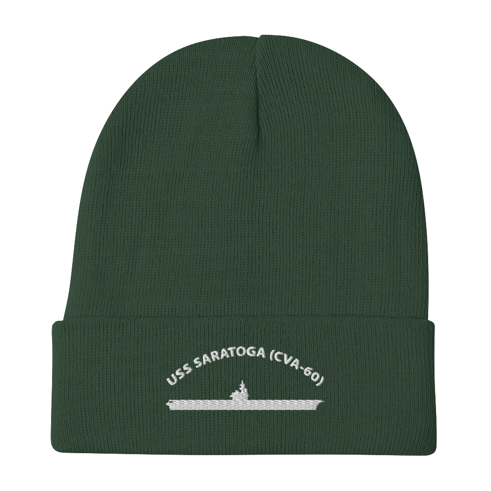 USS Saratoga (CVA-60) Embroidered Beanie – green