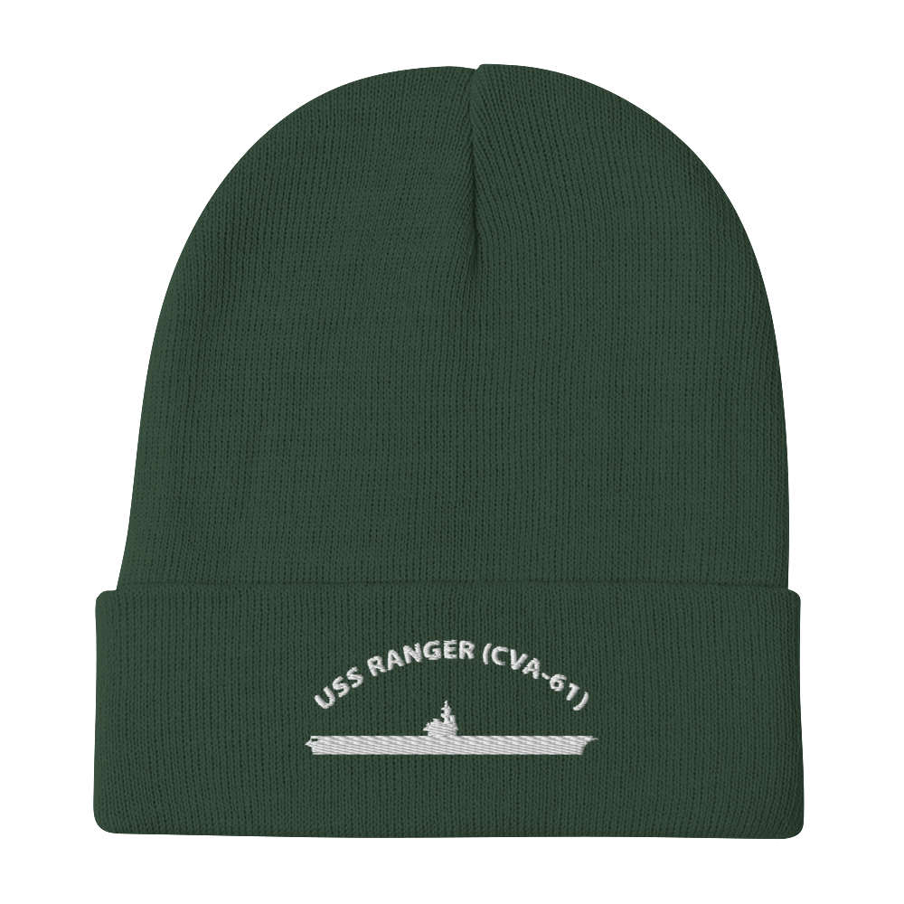 USS Ranger (CVA-61) Embroidered Beanie – green