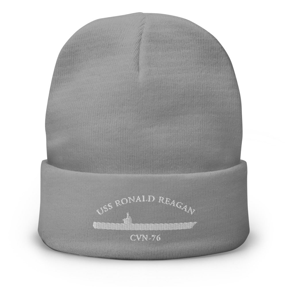 USS Ronald Reagan (CVN-76) Embroidered Beanie – gray