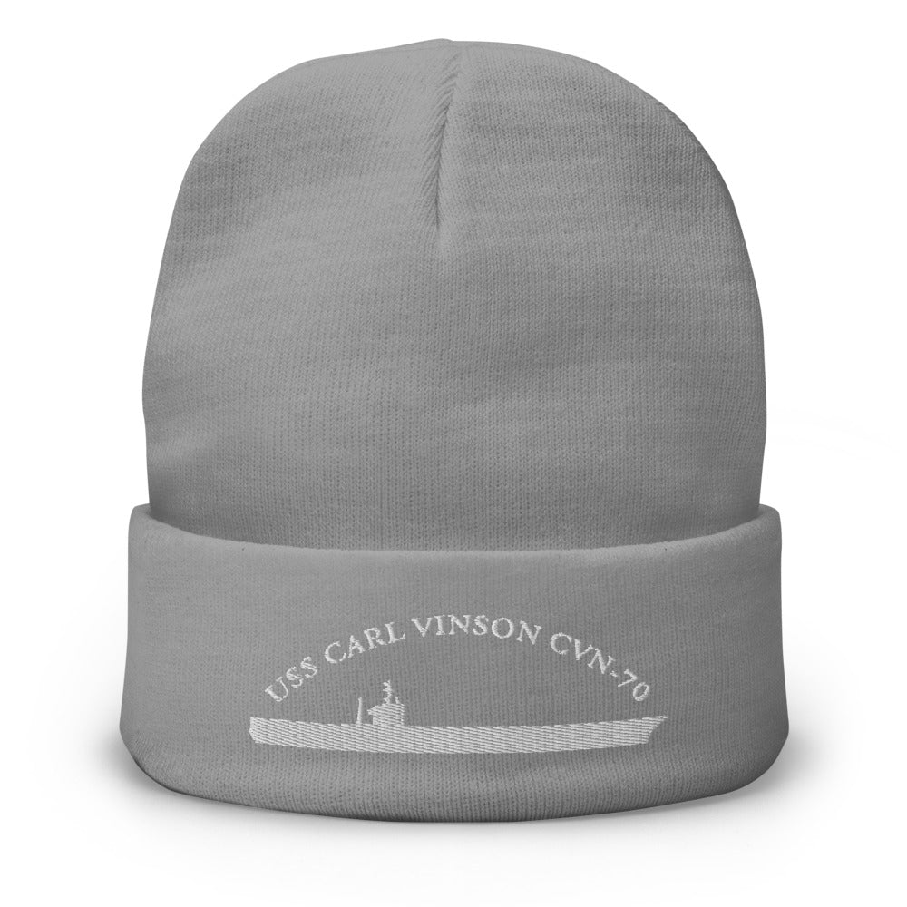 USS Carl Vinson (CVN-70) Embroidered Beanie – gray