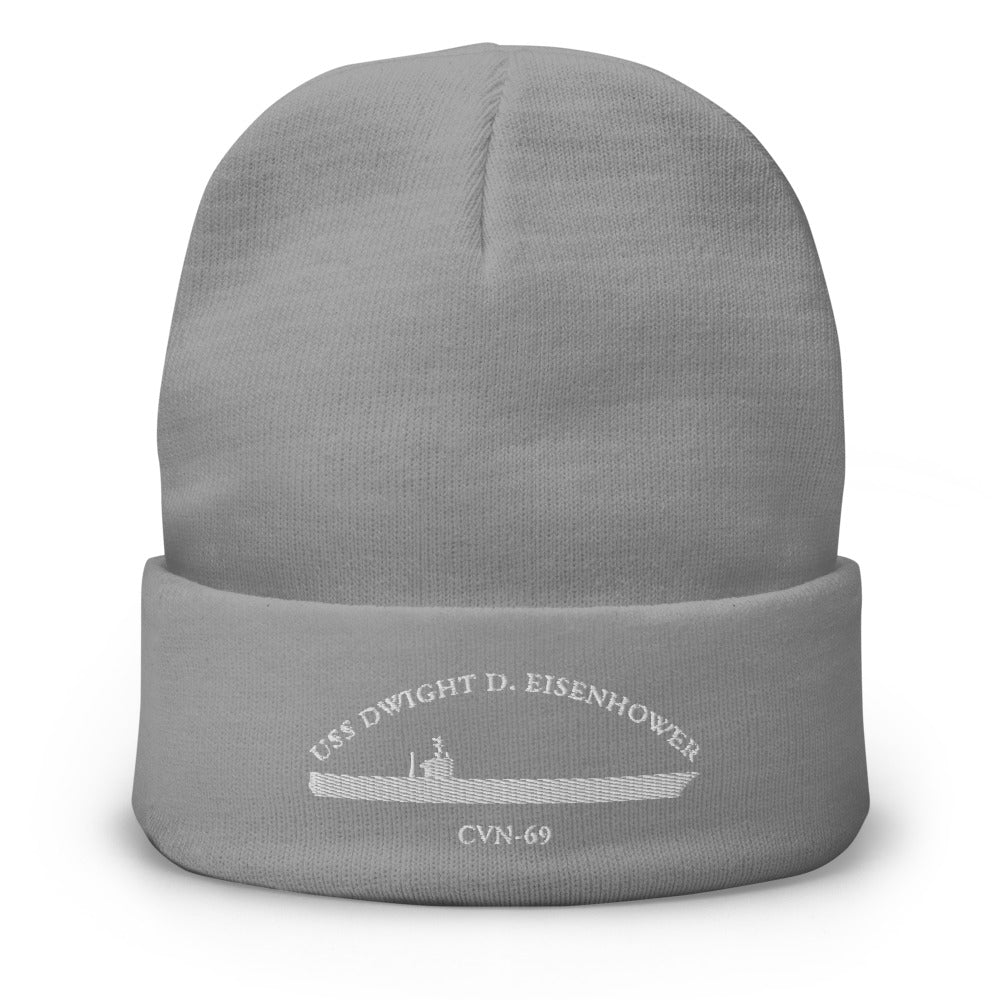 USS Dwight D. Eisenhower (CVN-69) Embroidered Beanie – gray