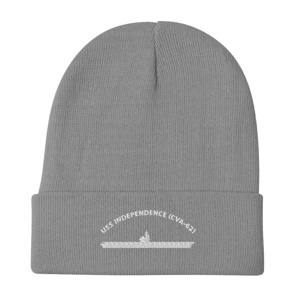USS Independence (CVA-62) Embroidered Beanie – gray