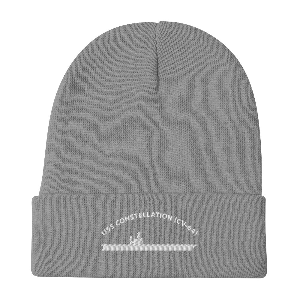 USS Constellation (CV-64) Embroidered Beanie – gray