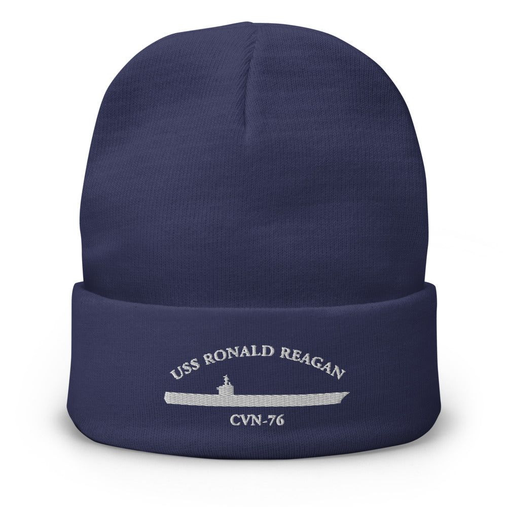 USS Ronald Reagan (CVN-76) Embroidered Beanie – navy