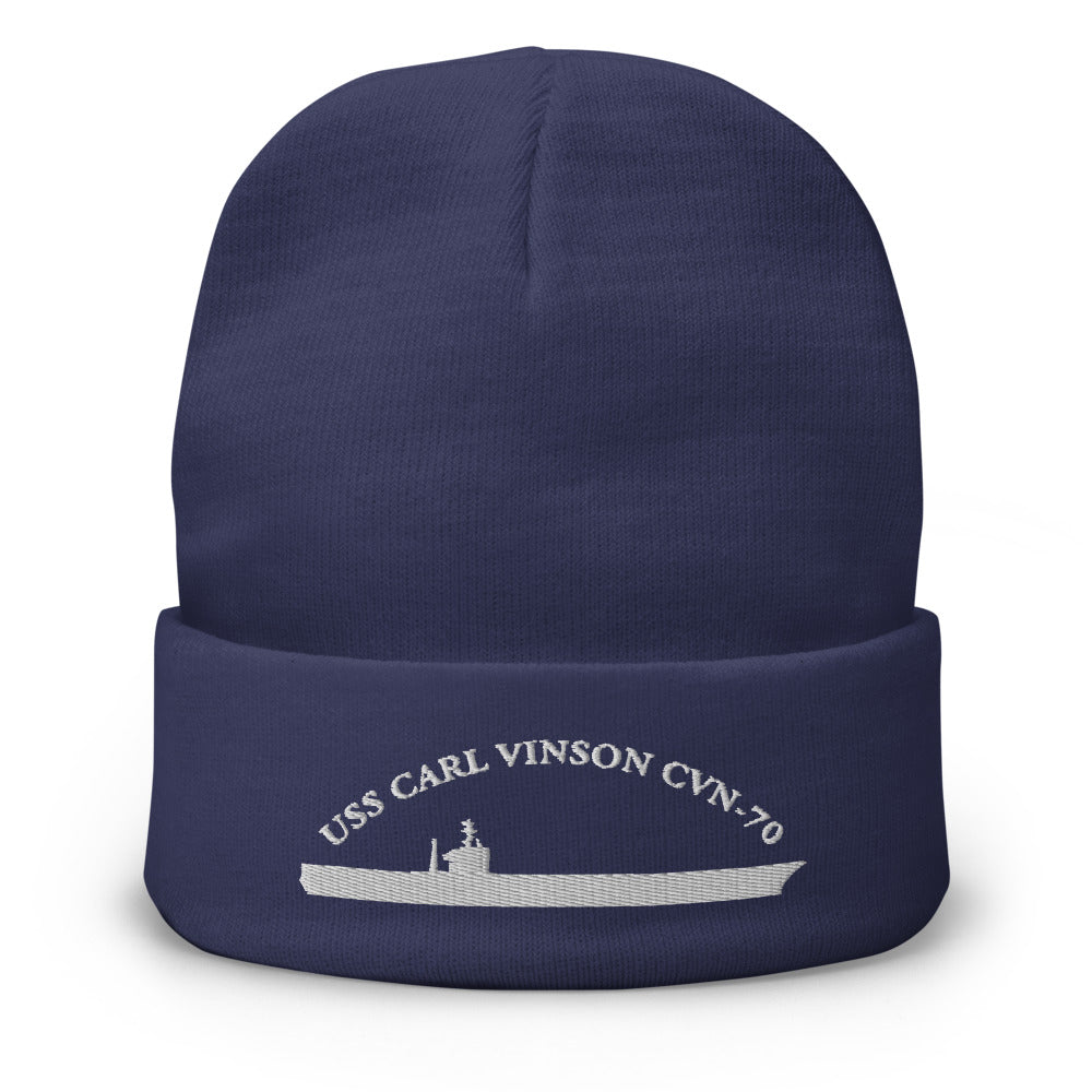 USS Carl Vinson (CVN-70) Embroidered Beanie – navy
