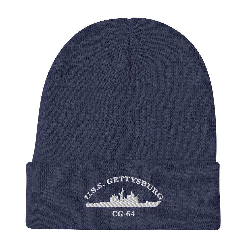 USS Gettysburg (CG-64) Embroidered Beanie – navy