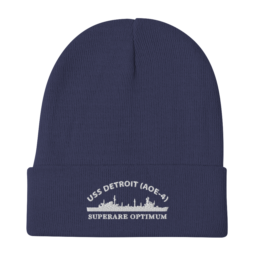 USS Detroit (AOE-4) Embroidered Beanie with Ship's Motto – navy