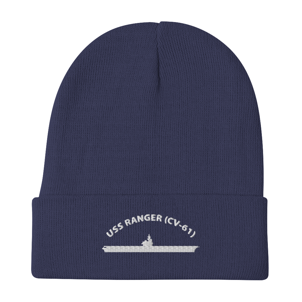 USS Ranger (CV-61) Embroidered Beanie – navy