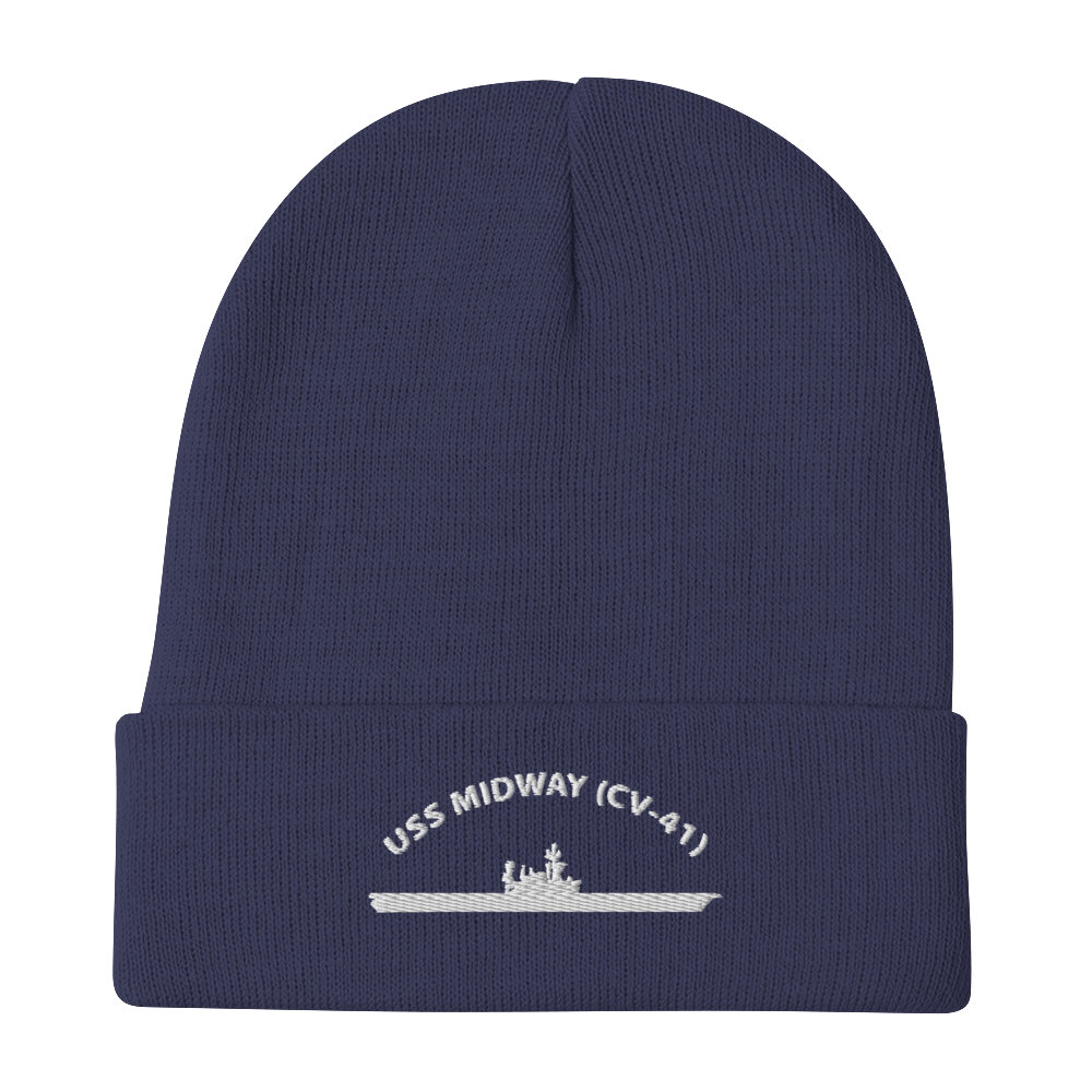USS Midway (CV-41) Embroidered Beanie – navy