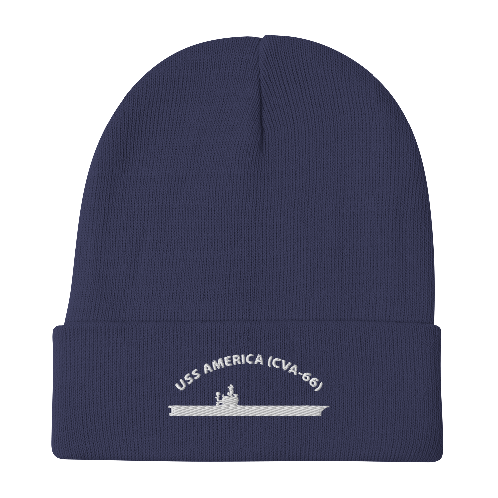 USS America (CVA-66) Embroidered Beanie – navy