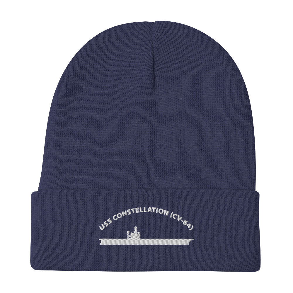 USS Constellation (CV-64) Embroidered Beanie – navy