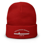 USS Ronald Reagan (CVN-76) Embroidered Beanie – red