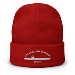 USS Abraham Lincoln (CVN-72) Embroidered Beanie – red