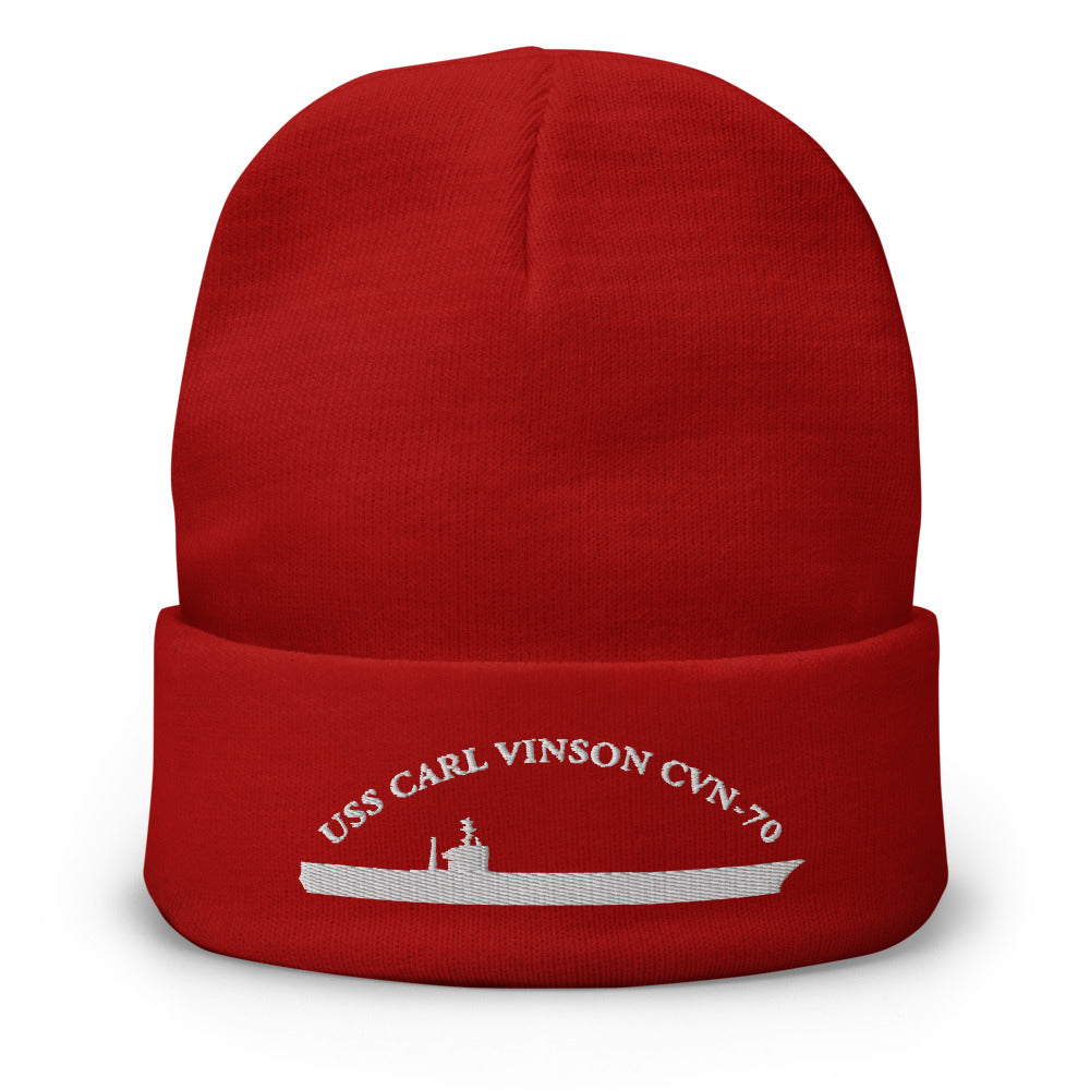 USS Carl Vinson (CVN-70) Embroidered Beanie – red