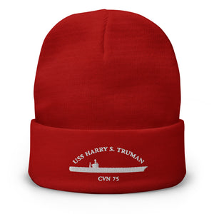USS Harry S. Truman (CVN-75) Embroidered Beanie – red
