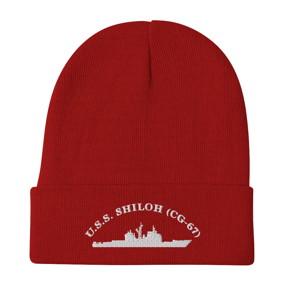 USS Shiloh (CG-67) Embroidered Beanie – red