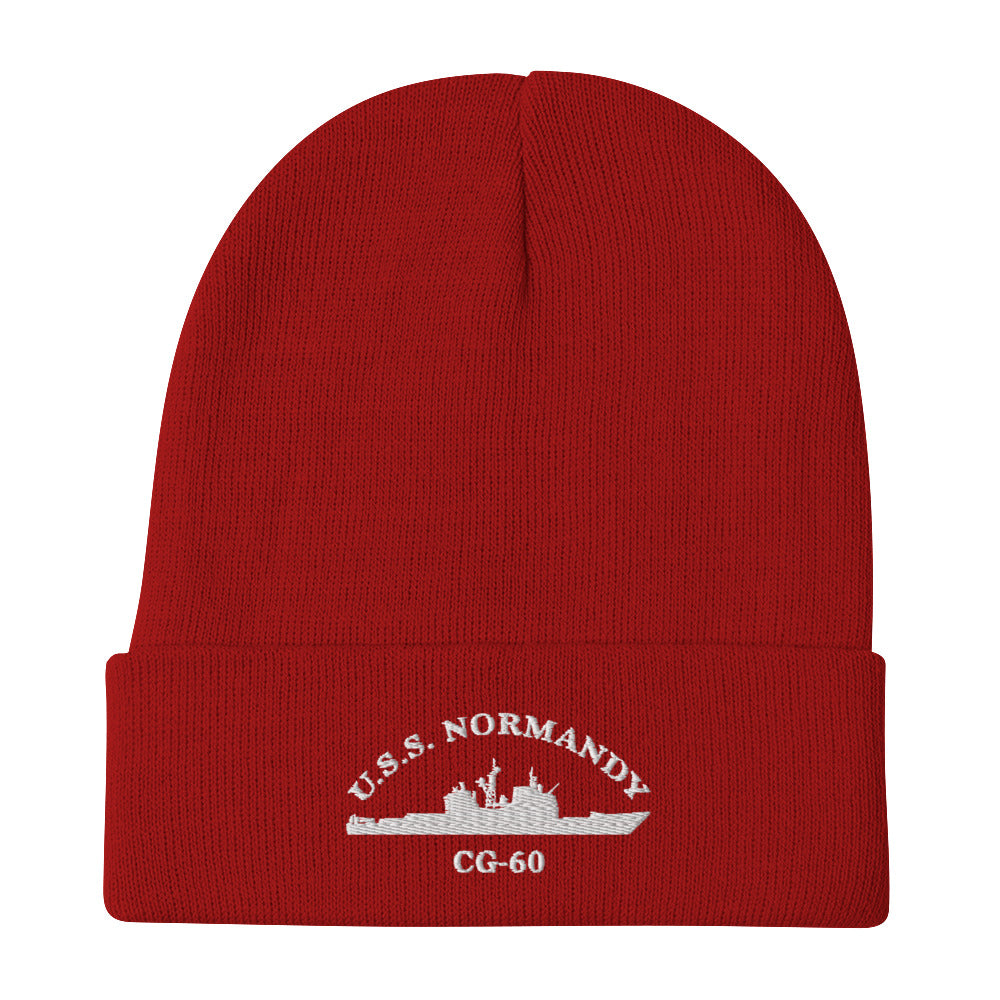 USS Normandy (CG-60) Embroidered Beanie – red