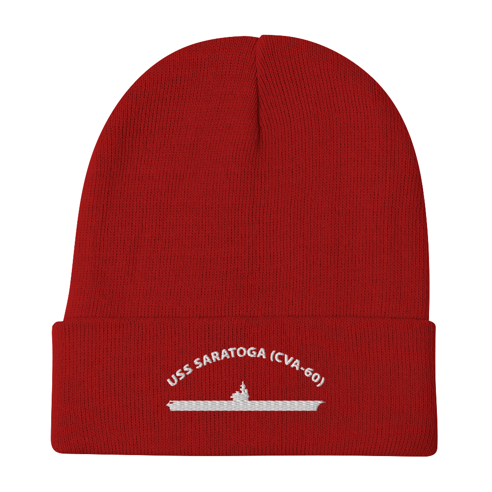 USS Saratoga (CVA-60) Embroidered Beanie – red