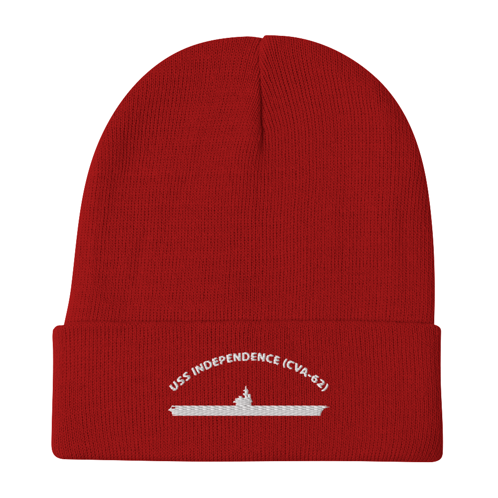 USS Independence (CVA-62) Embroidered Beanie – red