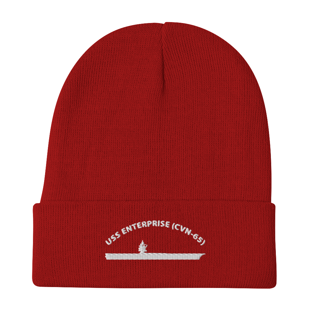 USS Enterprise (CVN-65) Embroidered Beanie – red