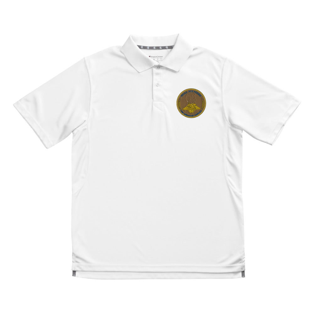 USS Abraham Lincoln (CVN-72) Men's Champion Performance Polo - Ship's Crest – white