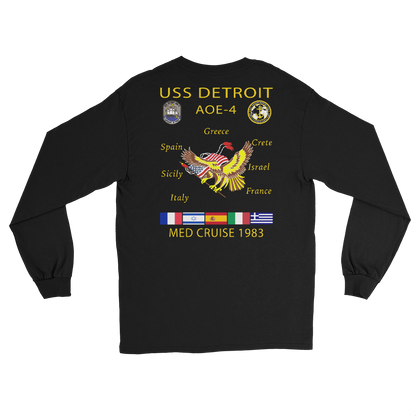 USS Detroit (AOE-4) 1983 Med Cruise Long Sleeve Shirt – back view, black