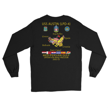 USS Austin (LPD-4) 2002-03 Long Sleeve Cruise Shirt – back view, black