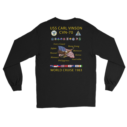 USS Carl Vinson (CVN-70) 1983 Long Sleeve Cruise Shirt – back view, black