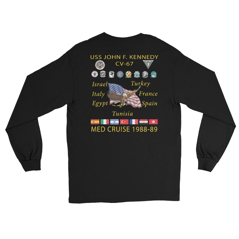 USS John F. Kennedy (CV-67) 1988-89 Long Sleeve Cruise Shirt – back view, black