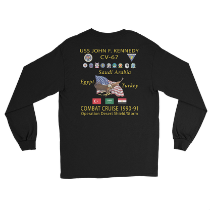 USS John F. Kennedy (CV-67) 1990-91 Long Sleeve Cruise Shirt – back view, black
