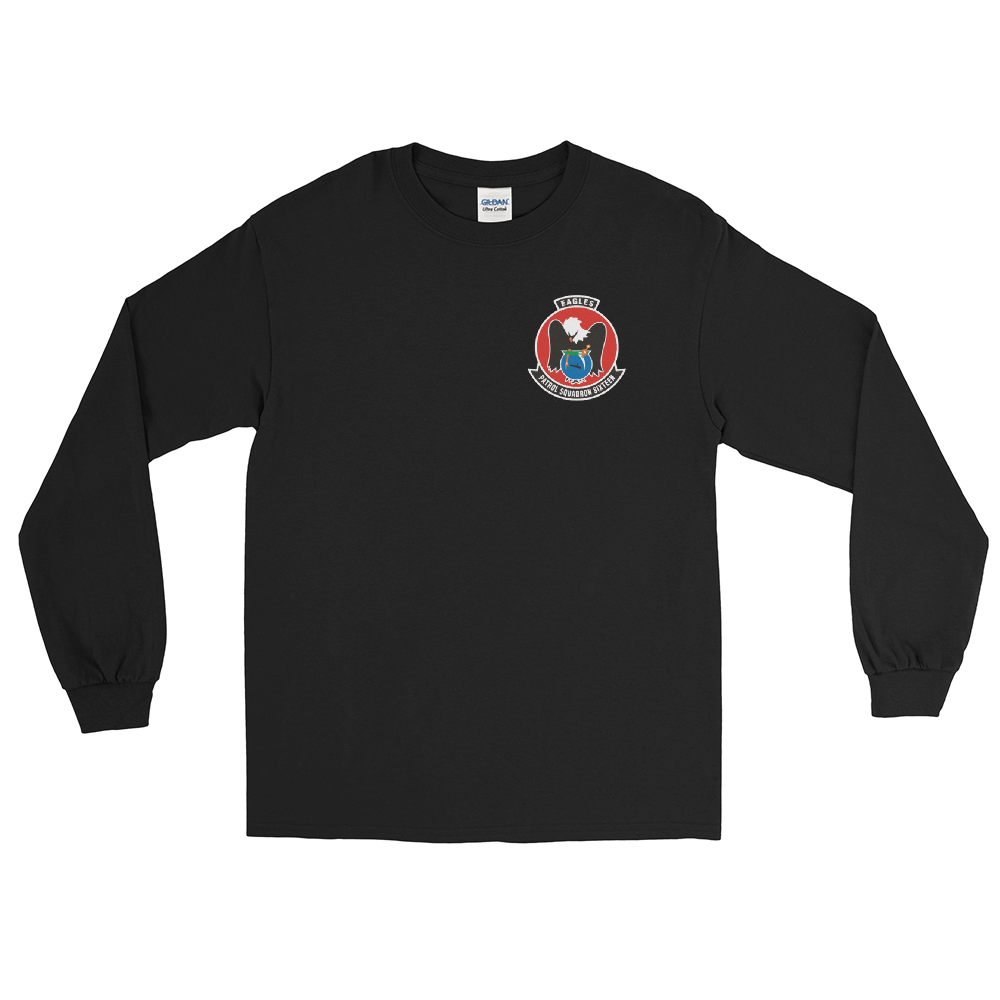 VP-16 Eagles Squadron Crest Long Sleeve Shirt – front view, black