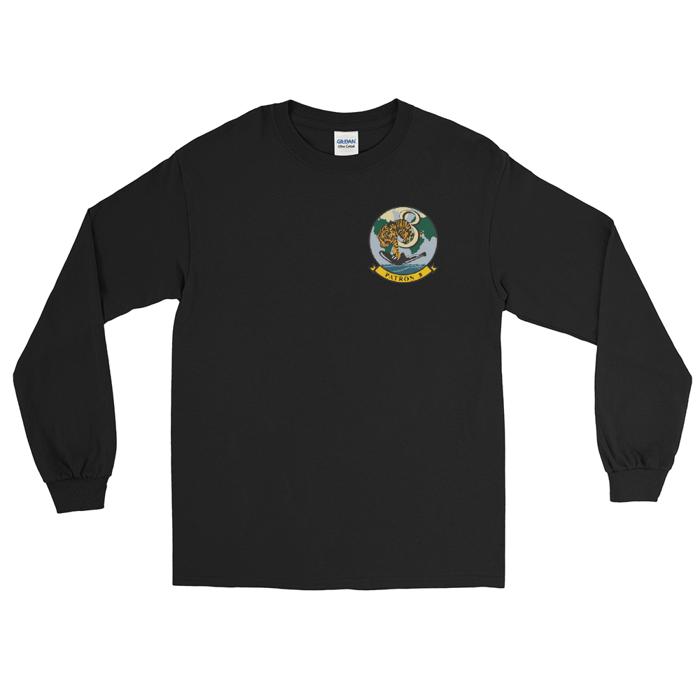 VP-8 Fighting Tigers Squadron Crest Long Sleeve Shirt – front view, black