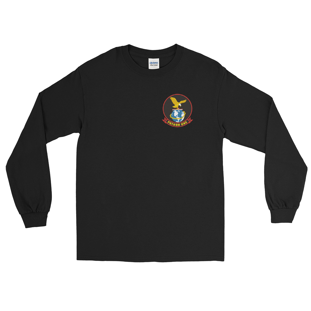 VP-1 Screaming Eagles Crest Long Sleeve T-Shirt – front view, black