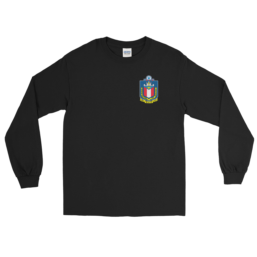 USS Austin (LPD-4) Ship's Crest Long Sleeve Shirt – front view, black