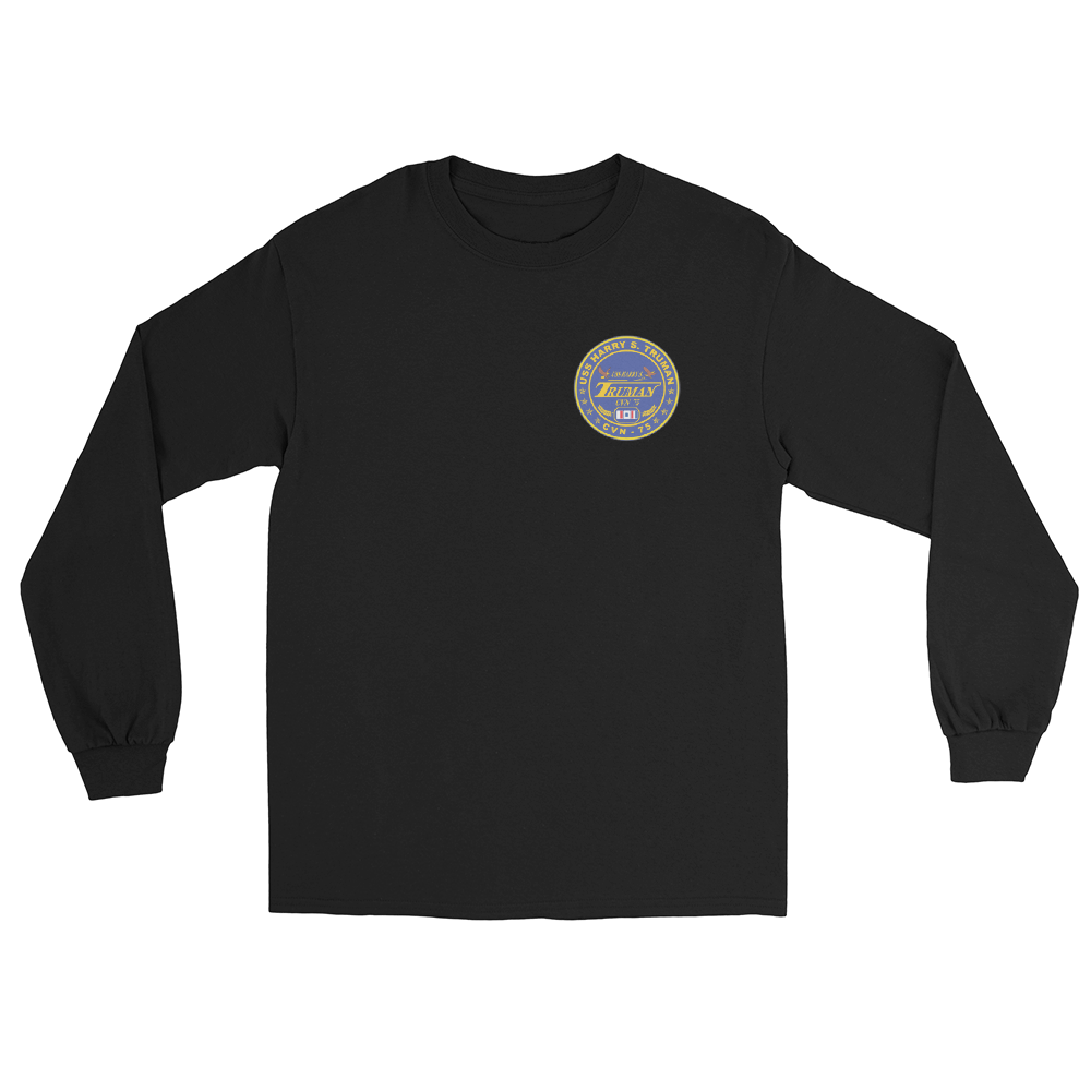 USS Harry S. Truman (CVN-75) 2004-05 Long Sleeve Cruise Shirt – front view, black