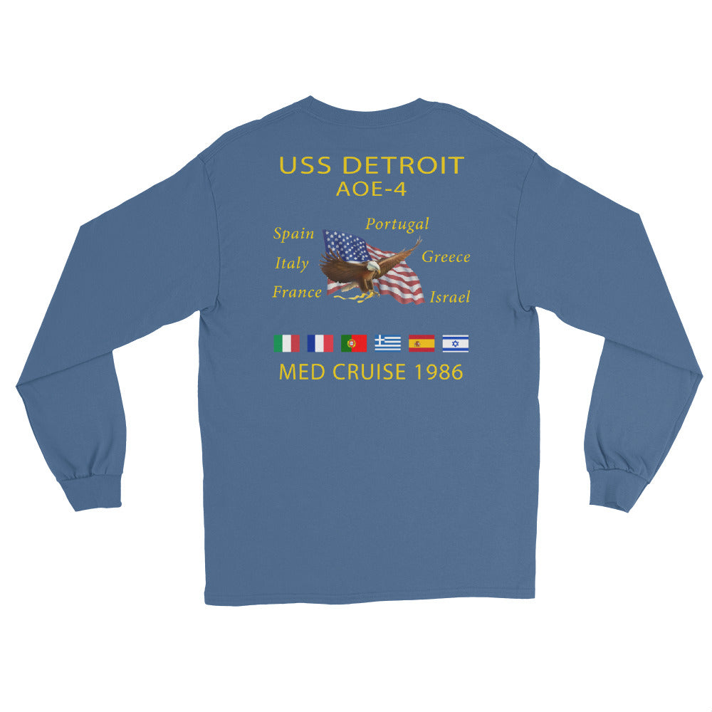 USS Detroit (AOE-4) 1986 Long Sleeve Cruise Shirt – indigo