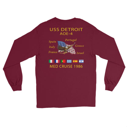 USS Detroit (AOE-4) 1986 Long Sleeve Cruise Shirt – maroon