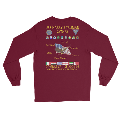 USS Harry S. Truman (CVN-75) 2004-05 Long Sleeve Cruise Shirt – back view, maroon
