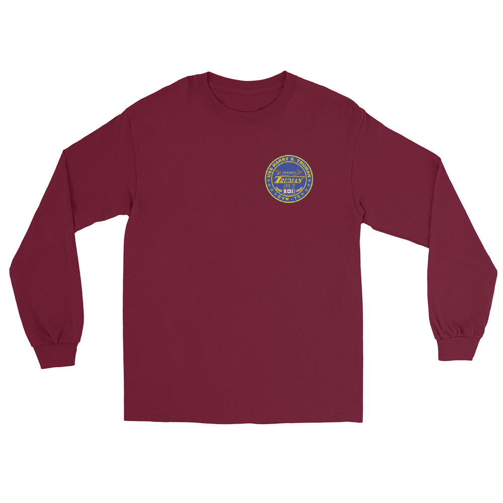 USS Harry S. Truman (CVN-75) 2004-05 Long Sleeve Cruise Shirt – front view, maroon