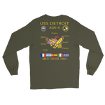 USS Detroit (AOE-4) 1983 Med Cruise Long Sleeve Shirt – back view, military green