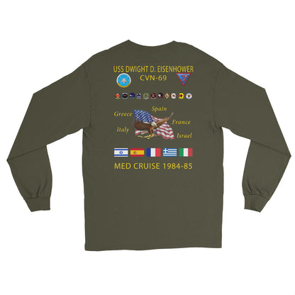 USS Dwight D. Eisenhower (CVN-69) 1984-85 Long Sleeve Cruise Shirt – back view, military green