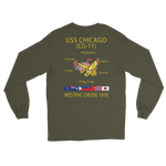 USS Chicago (CG-11) 1976 WESTPAC Long Sleeve Cruise Shirt – back view, military green