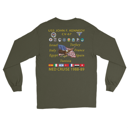 USS John F. Kennedy (CV-67) 1988-89 Long Sleeve Cruise Shirt – back view, military green