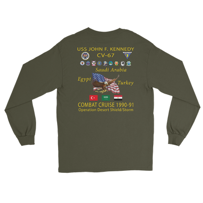 USS John F. Kennedy (CV-67) 1990-91 Long Sleeve Cruise Shirt – back view, military green